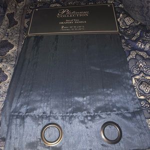 NWT set of SIX Platinum drapery panels in dark blue